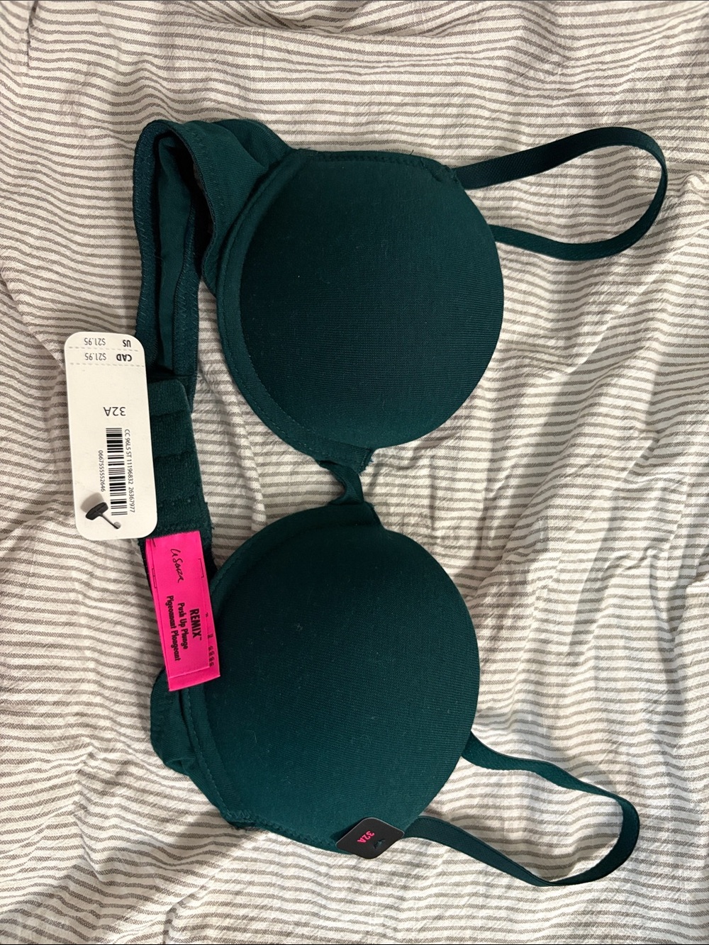 Forest Green La Senza Push Up Plunge Bra 32A NWT